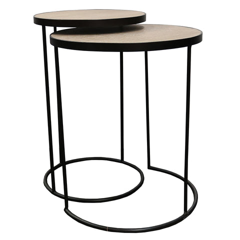 Hayes Iron & Wood Modern Side Table Nesting Table Set