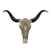 Carved Bull Steer Skull Head Trophy With Horns