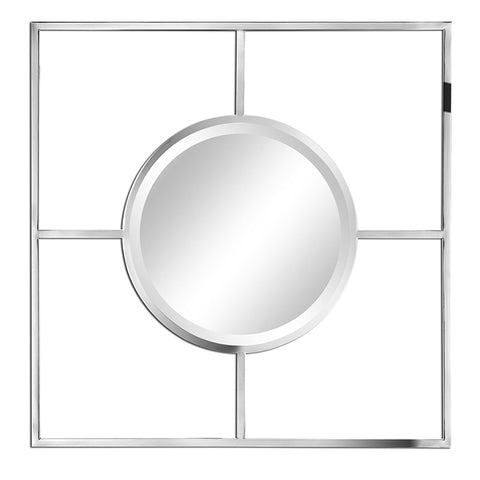 Ashton Stainless Steel Modern Geometric Round Mirror