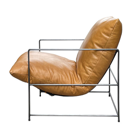 Copenhagen Lounge Chair / Armchair  - Cognac Leather With Black Strap Frame.