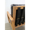 Black Leather & Natural Wood Frame Reid Contemporary Elegance Sofa / Lounge Armchair