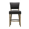 Modern Luxury Crane Oak & Black Italian Leather Studded Barstool Bar Stool
