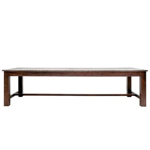 Liverpool Rustic Zinc Top & Teak Wood Dining Table 2.4m