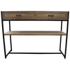 Cromwell Rustic Iron & Wood Console Table With Drawers & Shelf
