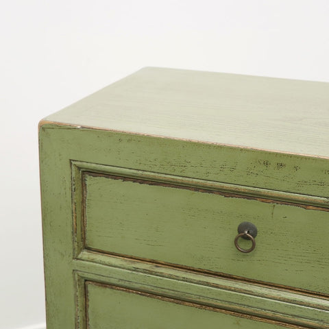Distressed Green Oriental 6 Drawer Dresser / Commode
