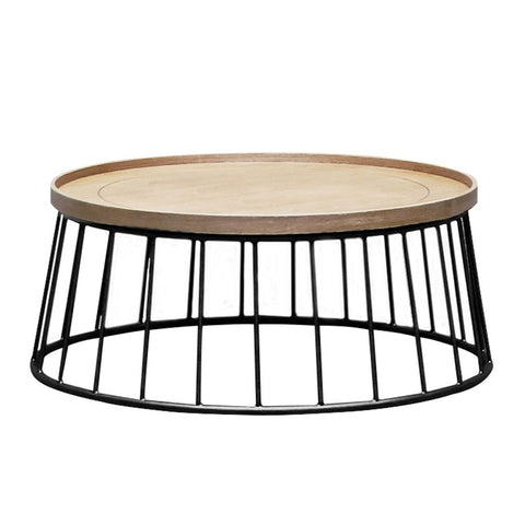 Reid Oak & Black Frame Chic Coffee Table - Geometric Modern