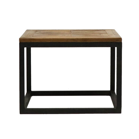 Reclaimed Pine Inlay & Steel Handcrafted Side Table - Exquisite