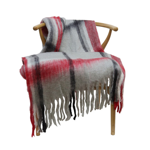 Cross Check Lounge / Bed Throw - Red, Grey & Black
