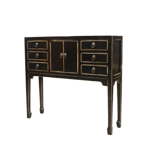 Vintage Chic Oriental Black Bedside Console Sideboard Table