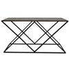 Dark Bronze & Rattan Triangle Console Table - Modern Geometric