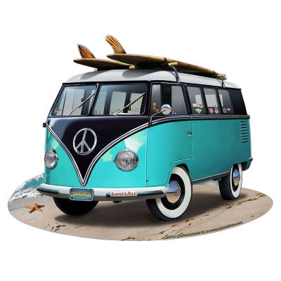 Beach Combi Van Quality Embossed Wall Art Sign