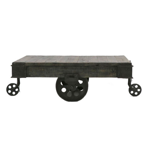 Dark Railway Vintage Baggage Trolley Recycled Coffee Table - Rustic Industrial Statement Piece