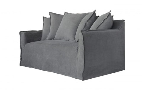 Vegas Two Seater Grey Linen Sofa / Lounge