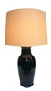 Mexican Ceramic Handmade Lamp Base With Linen Shade (Jet Black)