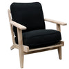 Calais Luxury Oak & Black Linen Lounge Chair Armchair
