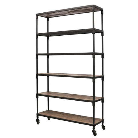 Industrial Chic Rustic Metal & Timber Frame Shelves Bookshelf - Perfect Storage For Office, Laundry, Butler’s Pantry or Wardrobe