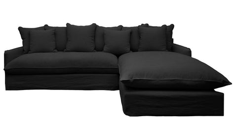 Lotus Luxurious Modern Slipcover 2.5 Seater Modular Sofa / Lounge RH Chaise Black Colour