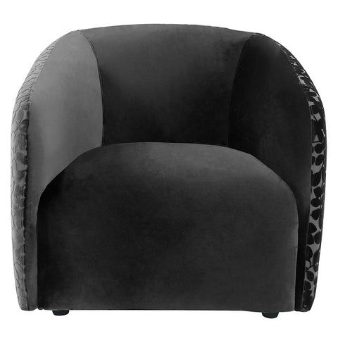 Black Velvet Brocade Virginia Occasional Chair / Lounge Chair Modern Couture