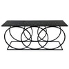 Circle Iron & Black Oak Wood Abstract Geometric Console Table