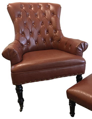 Leatherette Contemporary Wingback Chair & Ottoman