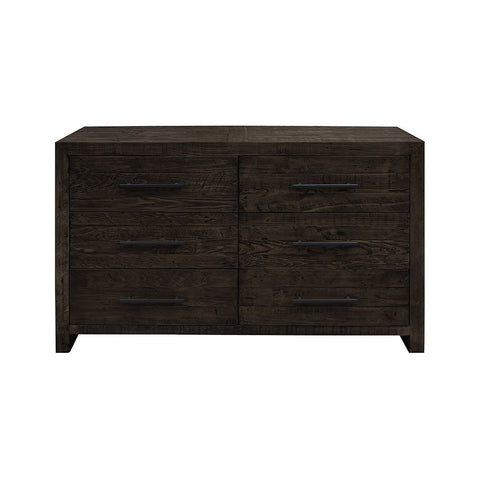 Portland 6 Drawer Dresser / Commode Reclaimed Pine - Espresso Colour