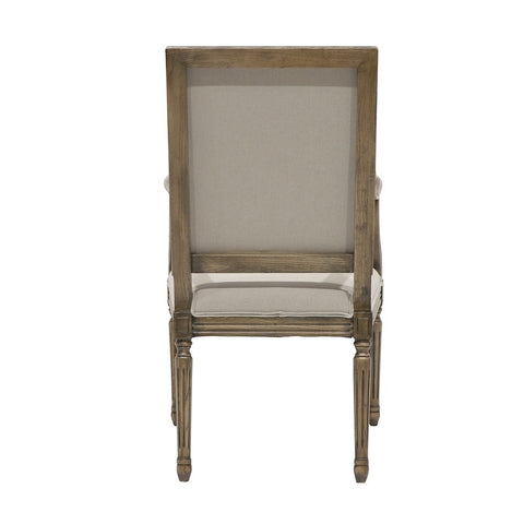 Square Louis XVI French Style Oak & Linen Dining Chair Armchair - Handcrafted & Carved