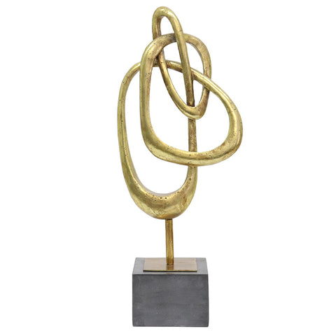 Gold Interior Design Knot Decorative Showpiece Ornament On Plinth