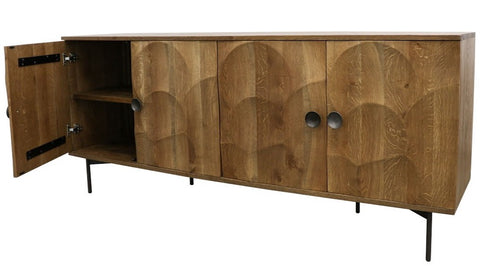 Cassie Carved Oak Sideboard Entertainment Unit Modern Coastal Chic