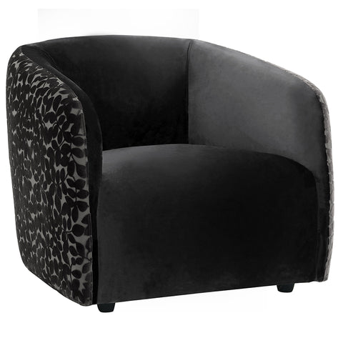 Black Velvet Brocade Virginia Occasional Chair / Lounge Chair Modern Couture