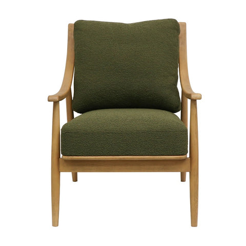 Olive Boucle Fabric Greer Modern Geometric Armchair / Occasional Chair