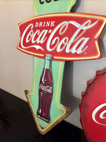 Coca Cola Pointing Arrow Embossed Wall Art Sign