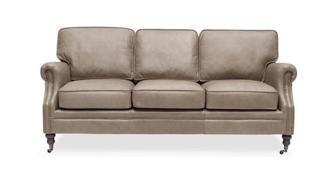 Riverstone Three Seater Brunswick Edwardian Leather Sofa / Lounge