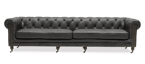 Ultimate Leather Luxury Sofa / Lounge Stanhope Chesterfield 4 Seater - Aged Onyx