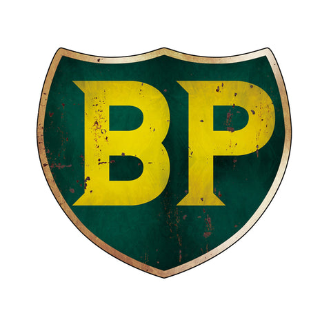 BP Motor Oil Large Rustic Embossed Automobilia Metal Wall Art Man Cave Sign