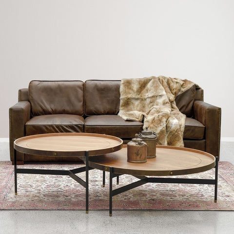 Haywood Leather Buckle Detail Light Ash Coffee Table
