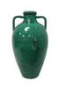 Double Handled Classical Italian Ceramic Urn With Teal Glaze