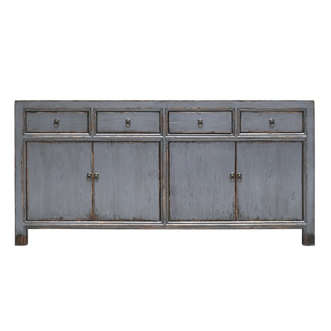 Shabby Chic Grey Oriental 4 Door Sideboard / Hutch