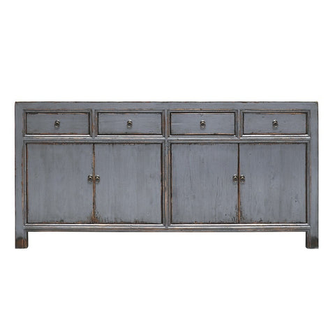 Shabby Chic Grey Oriental 4 Door Sideboard / Hutch