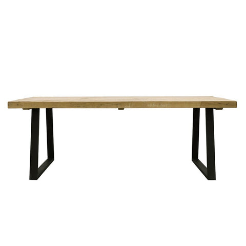 Bespoke Geometric Reclaimed Teak Wood & Iron Base Dining Table