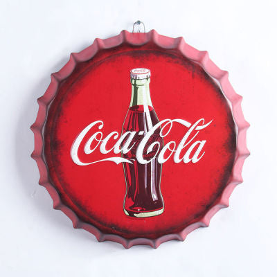 Old Style Coke Coca Cola Bottle Cap Shaped Wall Art Sign