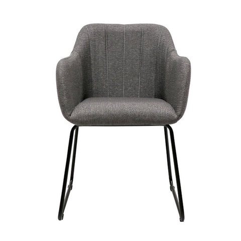 Folio Charcoal Fabric & Sleigh Metal Frame Dining Chair