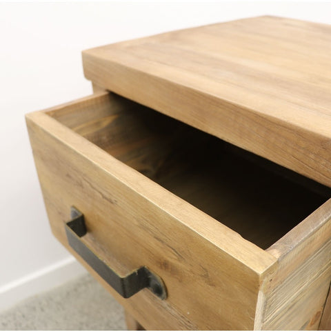 Recycled Elm 2 Drawer Bedside Table - Handcrafted Farmhouse Chic
