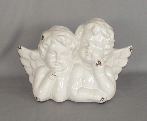 Ceramic Cherubs Shabby Chic Indoor Or Outdoor Garden Ornament