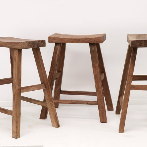 Natural Reclaimed Teak Porto Bar Stool / Barstool / Counter Stool - Handcrafted Indoor / Outdoor Chic