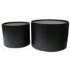 Textured Black Drum Modern Chic Coffee Tables Set of Two