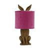 Adorable & Quirky Gold Rabbit Bunny Table Lamp Pink Shade