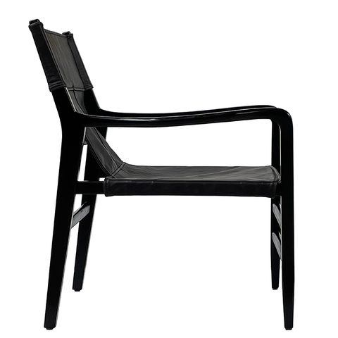 Louis Armchair / Occasional Chair Vintage Black Leather & Wood