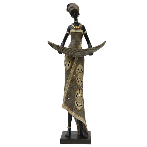 Taste of Africa Gorgeous African Lady Holding Bowl Cultural Decorative Ornament
