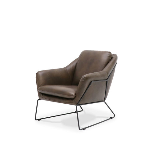 Italian Leather Modern Workshop Chic Lounge Chair Armchair - Aged Brown