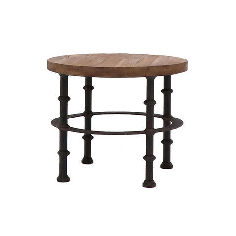 French Provincial Reclaimed Elm & Steel Side Table